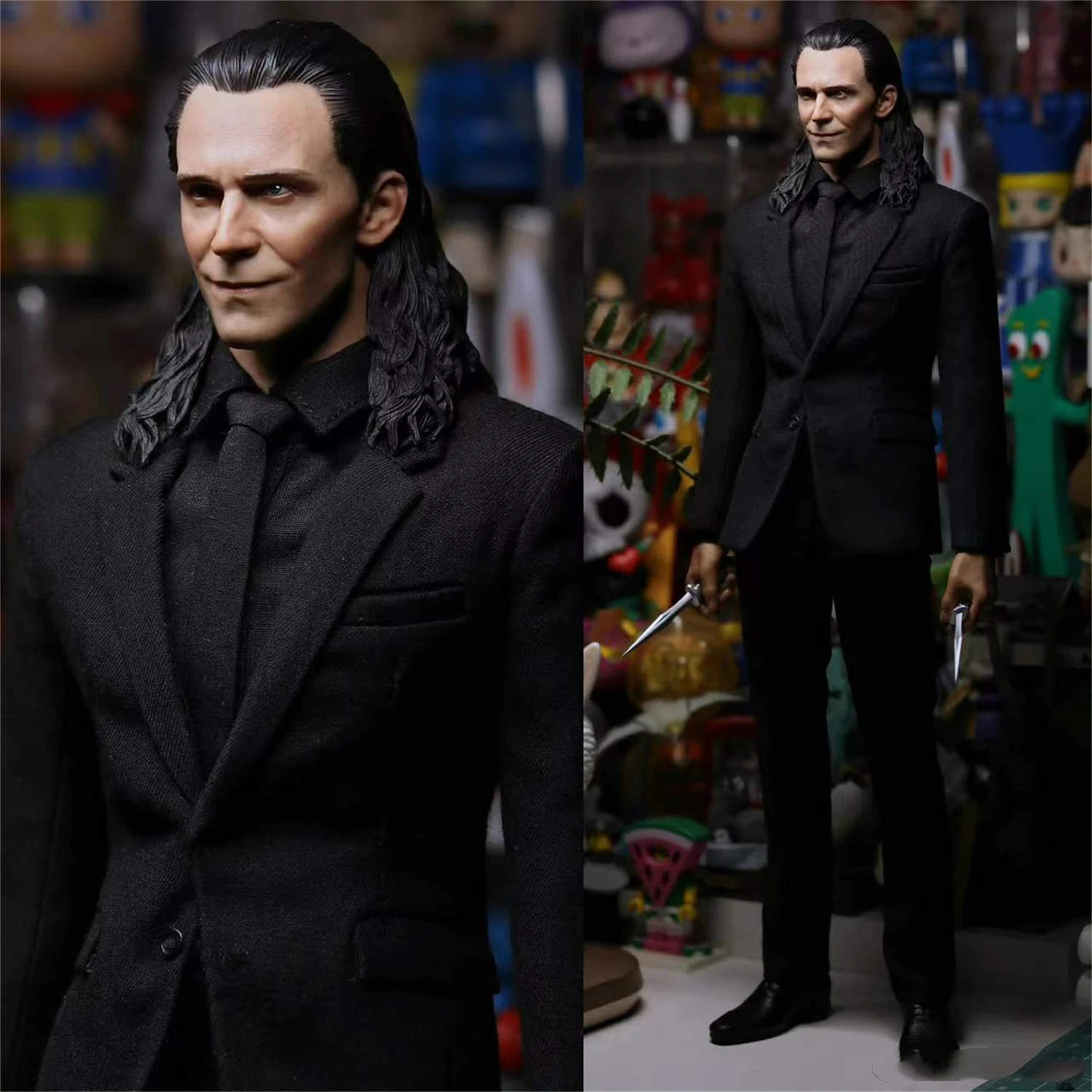 1/6 Male Soldier ELEVEN Tom Hiddleston Black Suit Trousers Set Collection Accessories 12Inch Action Figure Body Doll Static "