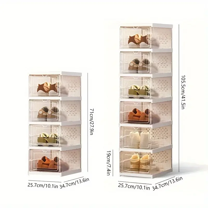 No-Install Folding Shoe Cabinet, Transparent Dustproof Shoe Rack, Unfolding Shoe Box，Collapsible Shoe Storage Organizer image 3