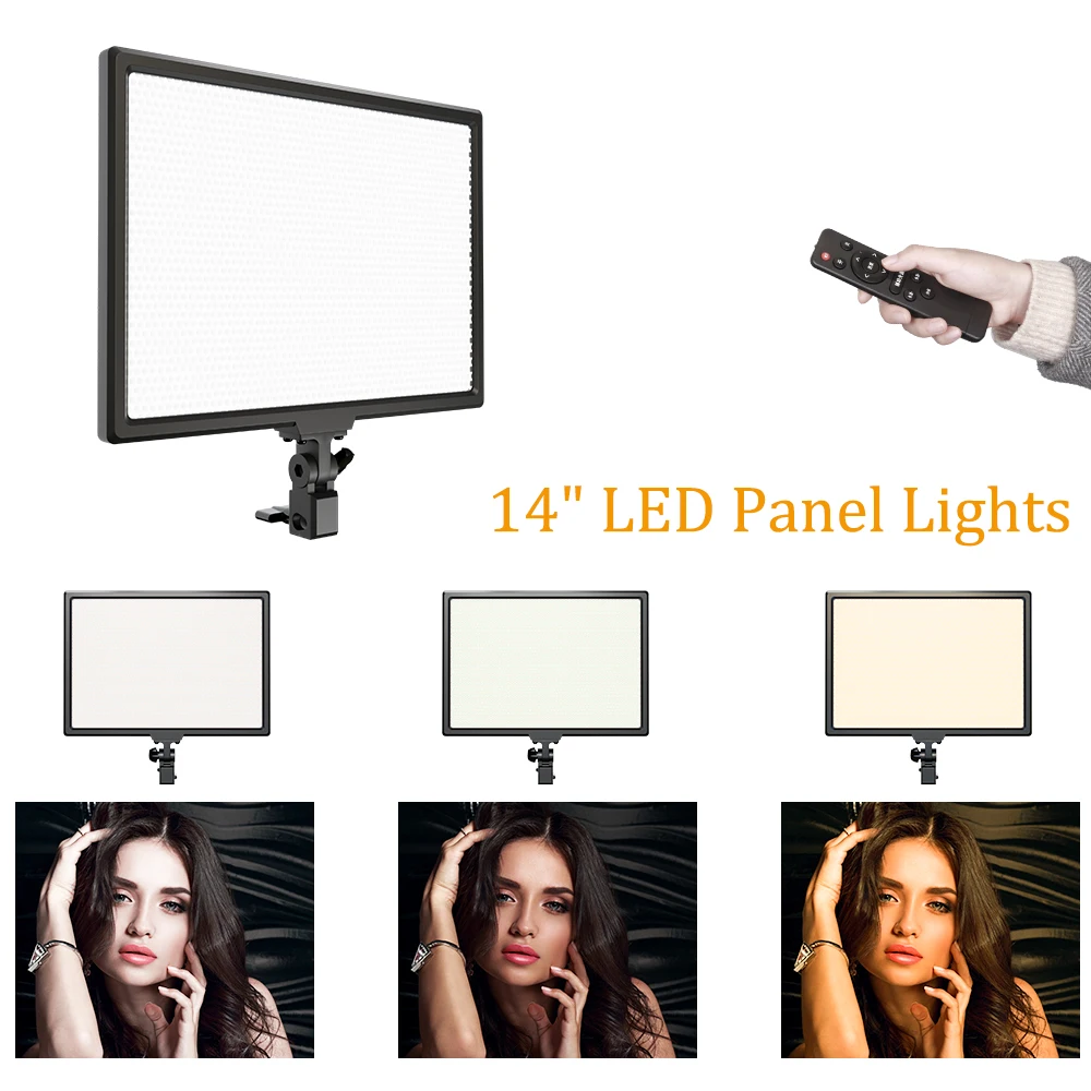 14'' LED Video Light Photography Selfie Dimmable Panel Lighting Photo Studio Live Stream Fill Lamp Three Color With Tripod Stand