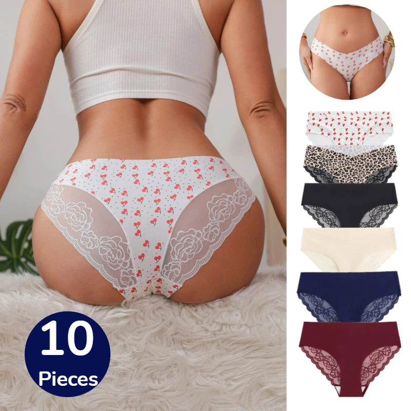 

BZEL 10 шт. кружевные женские трусики, роскошное французское женское сексуальное женское белье, модные леопардовые трусы, удобные дышащие трусы, распродажа