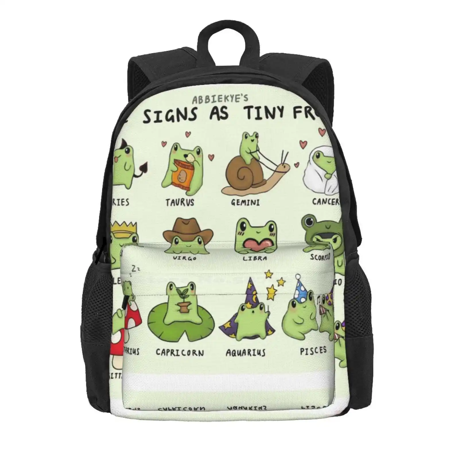 The Signs As Tiny Frogs Hot Sale Schoolbag Backpack Fashion Bags Zodiac Signs Tiny Frogs Cute Frog List Zodiac Memes