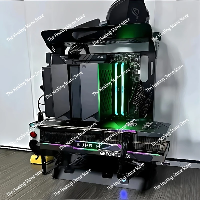 Picture 5: Open chassis atx/matx computer chassis rack desktop itx creative graphics card vertical plug DIY small chassis