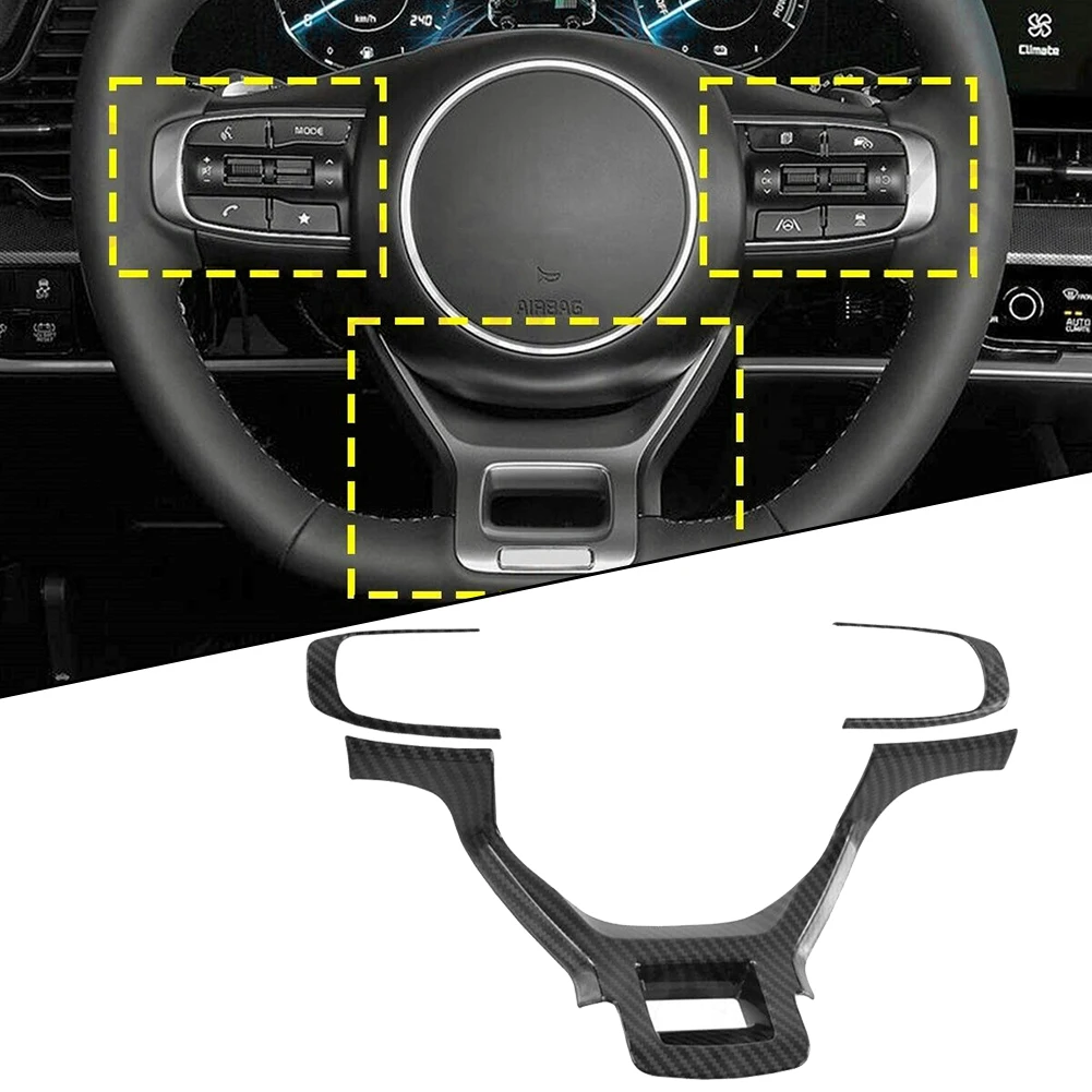 

Carbon Fiber Steering Wheel Cover Trims for Kia For Sportage NQ5 2022 2023 3PCS Protects Installed Area from Scratches