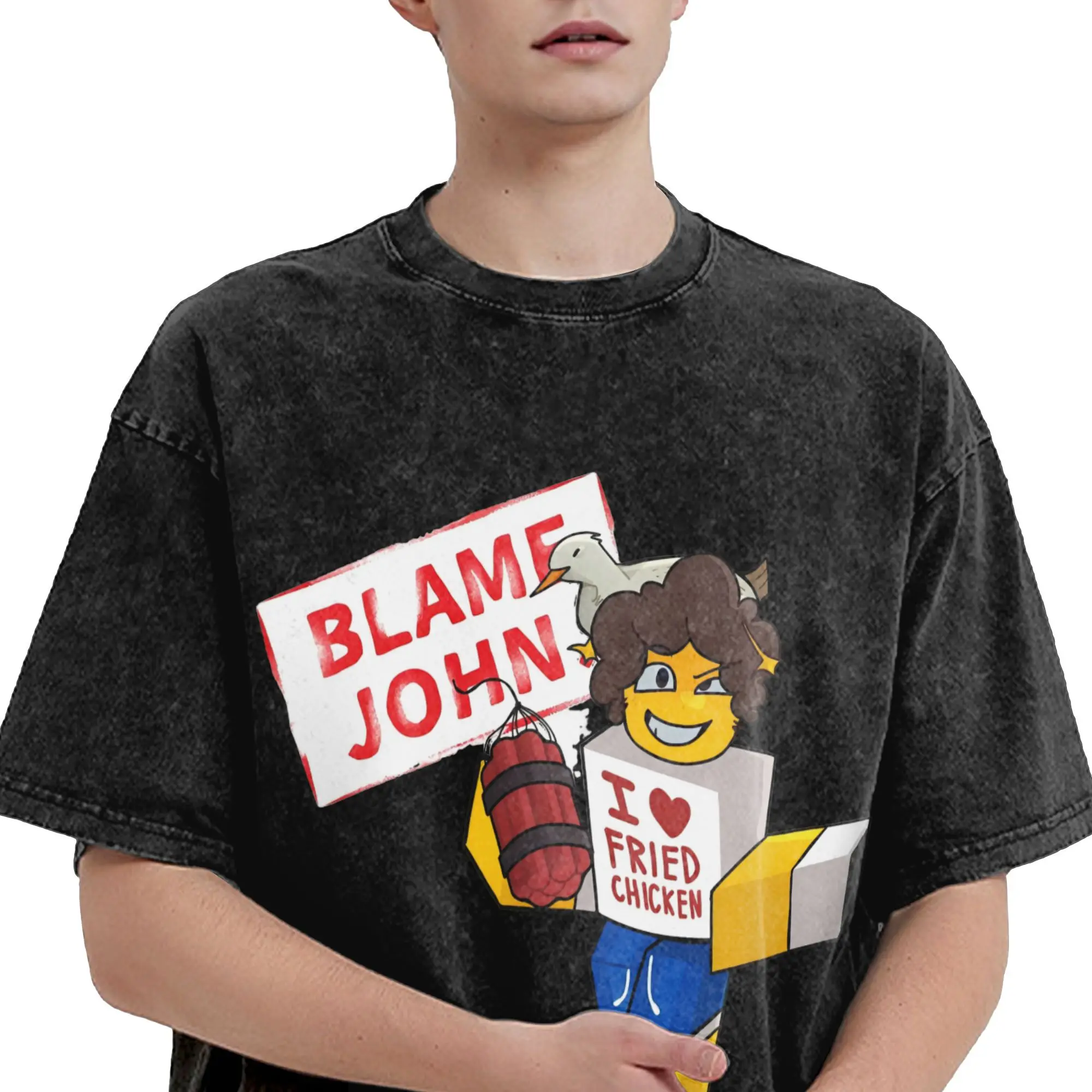 ตําหนิ John Forsaken Shedletsky ล้าง T เสื้อผู้ชายผ้าฝ้ายเสื้อยืดฤดูร้อน O คอ Harajuku Tees ออกแบบ OVERSIZE Tops