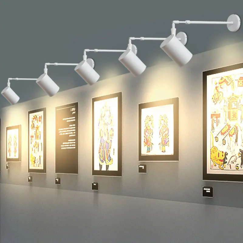 Lámparas de pared telescópicas extensibles LED modernas, candelabros de aluminio, brazo largo blanco y negro, luz para pintar imágenes Gallary