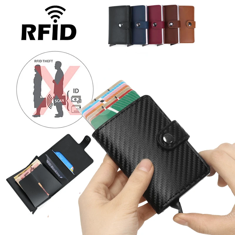 Id Credit Bankkaarthouder Met Hasp Portemonnee Mannen Anti Rfid Blocking Protected Magic Pu Lederen Slanke Mini Small Money Wallets Case