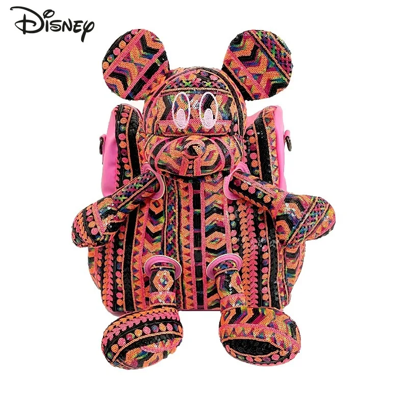

Disney Mickey New Doll Backpack Fashion High Quality Glitter Women's Backpack Cartoon Versatile Large Capacity Student Backpack