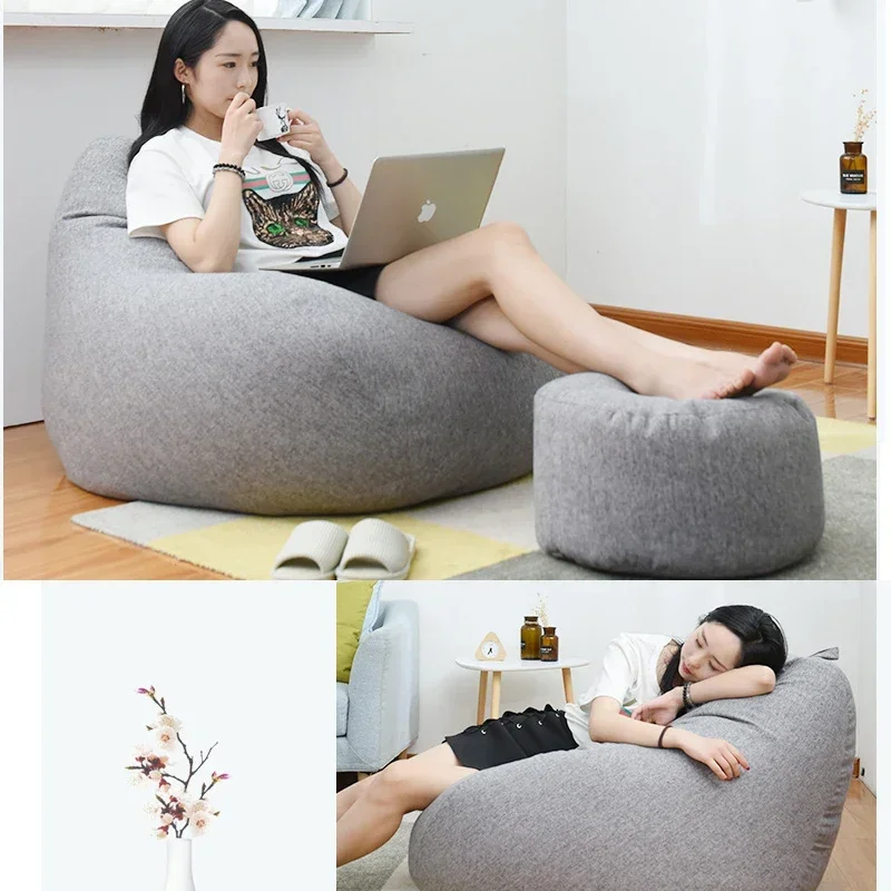 Large/Small Lazy BeanBag Sofas Cover Chairs without Filler Linen Cloth Lounger Seat Bean Bag Pouf Puff Couch Tatami Living Room