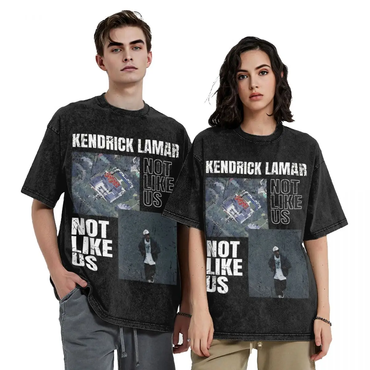 Harajuku Washed Shirts Kendrick Lamar Not Like Us Old School Outfit Vintage T Shirt Oversize Streetwear Short Sleeve Tees