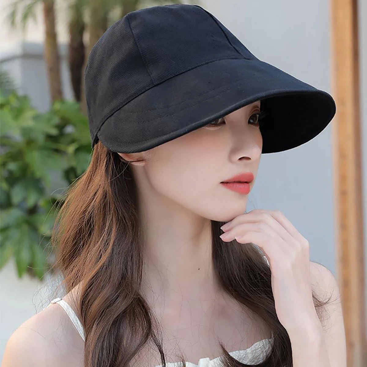 Women's Foldable Sunhat Summer Outdoor Beach Bucket Hat Sunscreen UV Protection Cap Quick Dry Fishing Running Wide Brim Caps