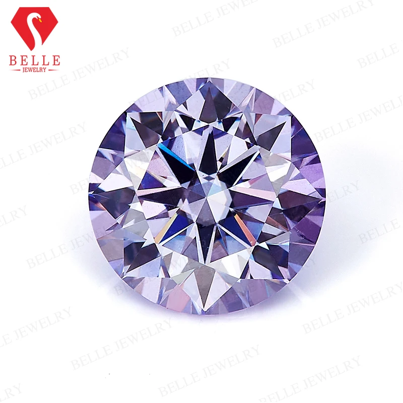 Hot Sale Light Purple Brilliant Round Cut 5-9mm Loose Moissanite Stones VVS1 Diamond Gemstone GRA Certificate Jewelry Making