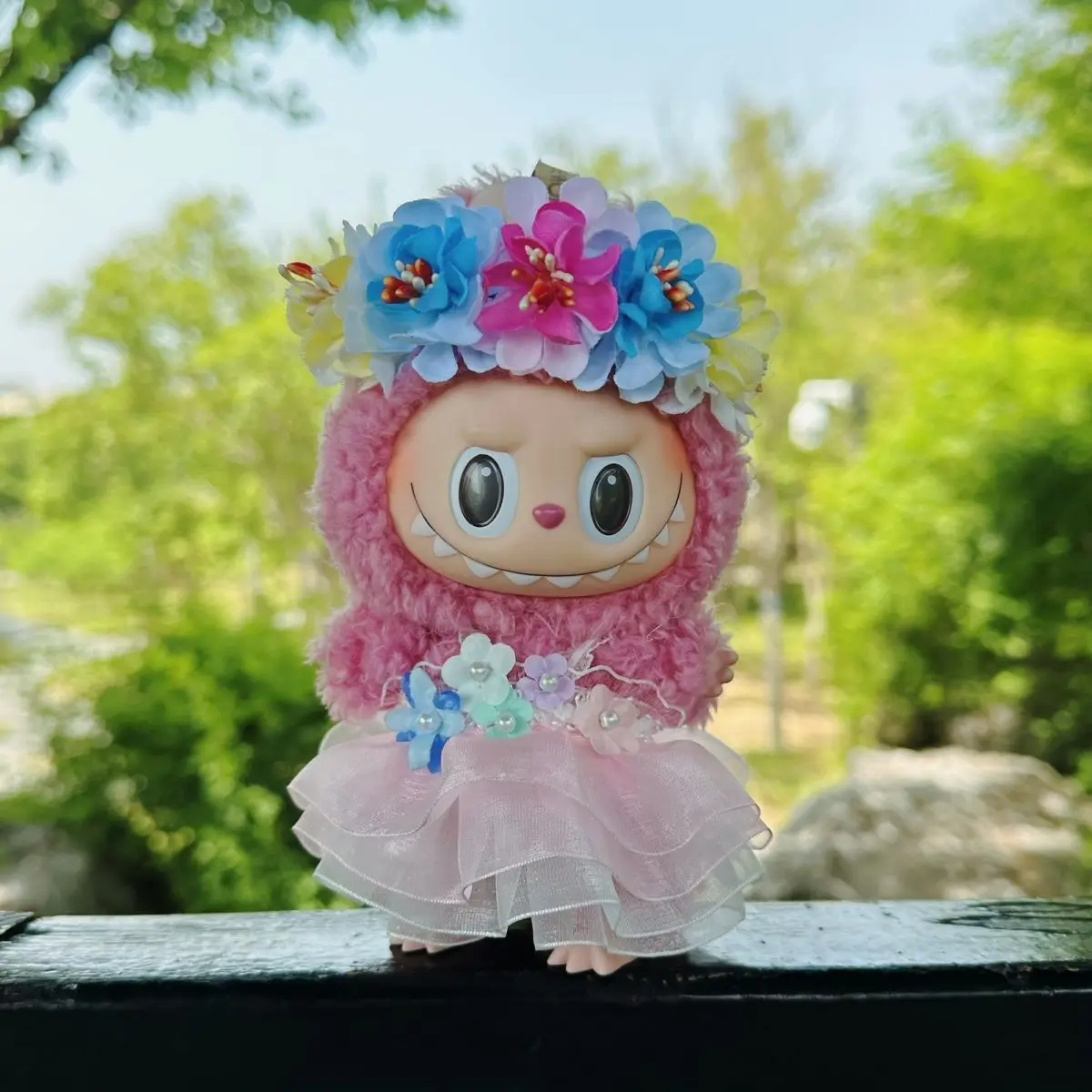 

Clothes For Labubu 15/17Cm Dolls Gen 1-3 Summer Pastoral Princess Hairpin Dress Set Clothing Hanging Accessories