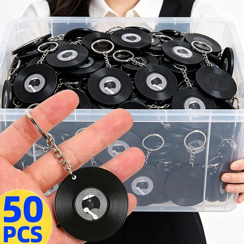 Vinyl Record Shape Acrylic NFC Keychain Creative DIY Retro Music Design NFC Function Mini Record Pendant Bag Hanging Key Ring