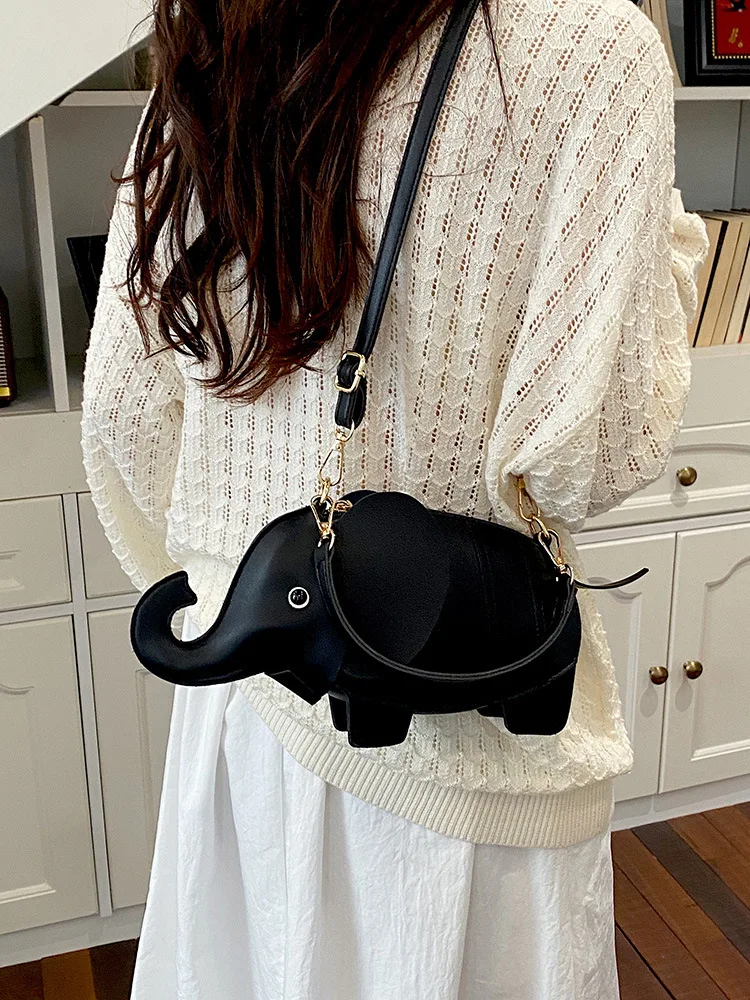 Creative Fashion Handbag New elephant Shape Shoulder Bag High Quality Pu Versatile Zipper Luxury Retro Casual Messenger Bag 1
