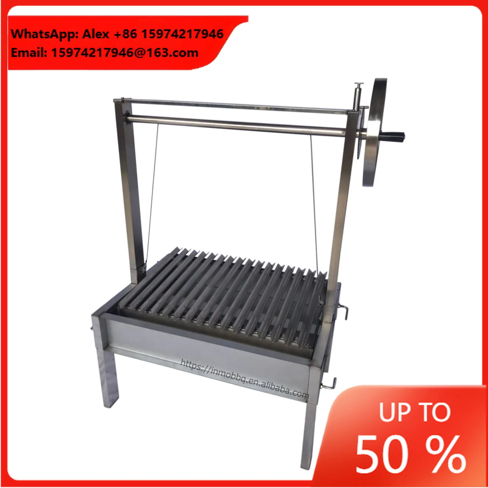 Santa Marial Grill With Free Standing Stainless Steel Barbeque Grill Argentine Barbecue Charcoal BBQ Grills Outdoor