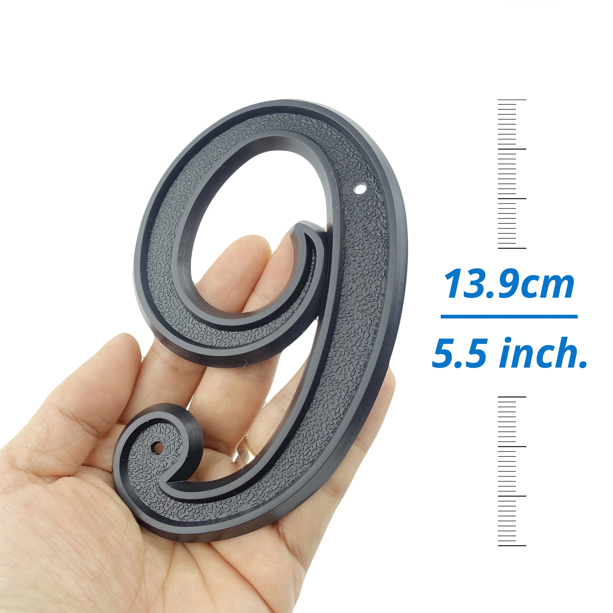 1 PC สีดํา 139mm Modern House หมายเลขกลางแจ้ง 5.5 นิ้วพลาสติก ABS Apartment ประตูตัวเลขกล่องจดหมายที่อยู่ป้าย # 0-9 พร้อมสกรู