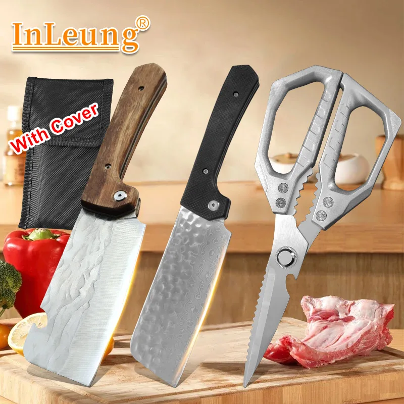 Folding Cleaver Knife Forged Stainless Steel Kitchen Knife set Cutting Knives Butcher Knife Vegetable Fruit Kitchen Accessories