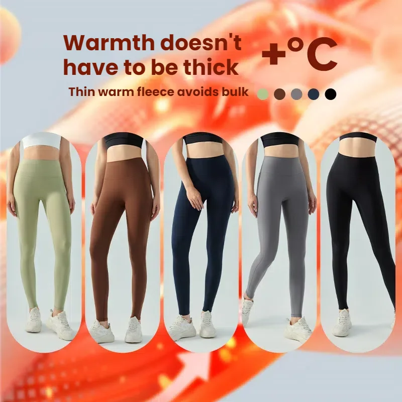 Women's  Fall Winter Thermal Fleece Lined Yoga Pants High Waisted Tummy Control Seamless Booty Scrunch Leggings