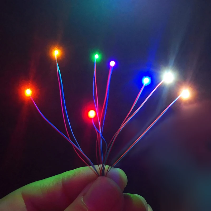 10PCS DC 3V 12V  0402 0603 0805 1206 3528 SMD Led With Lead  Pre Wire Red Black Line Wired Diode Pre-soldered Train Model Light