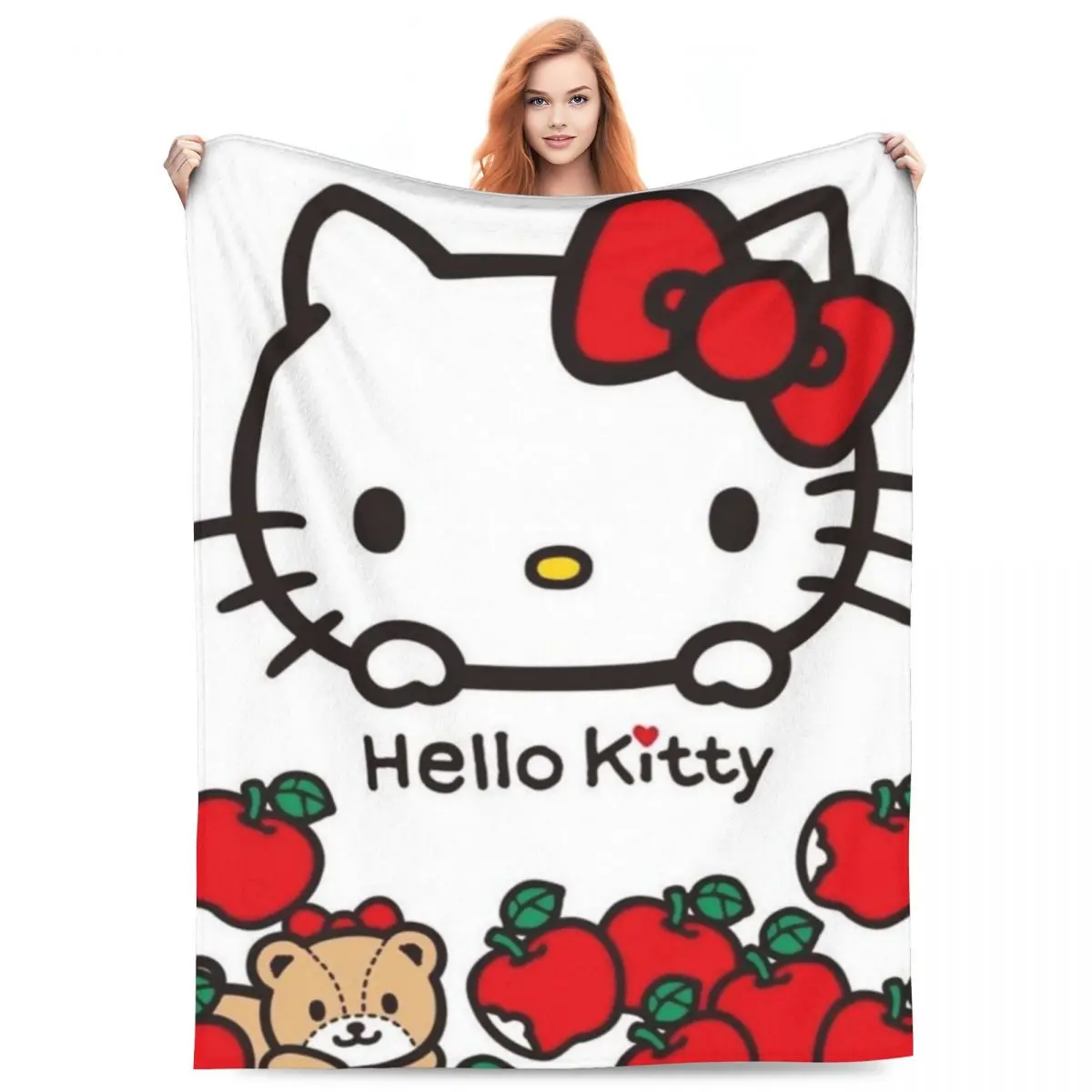 Blanket Travel Office Hello Kitty With Strawberries Bedding Throws Flannel Bedspread For Home DecorFluffy Sofa Bed Cover