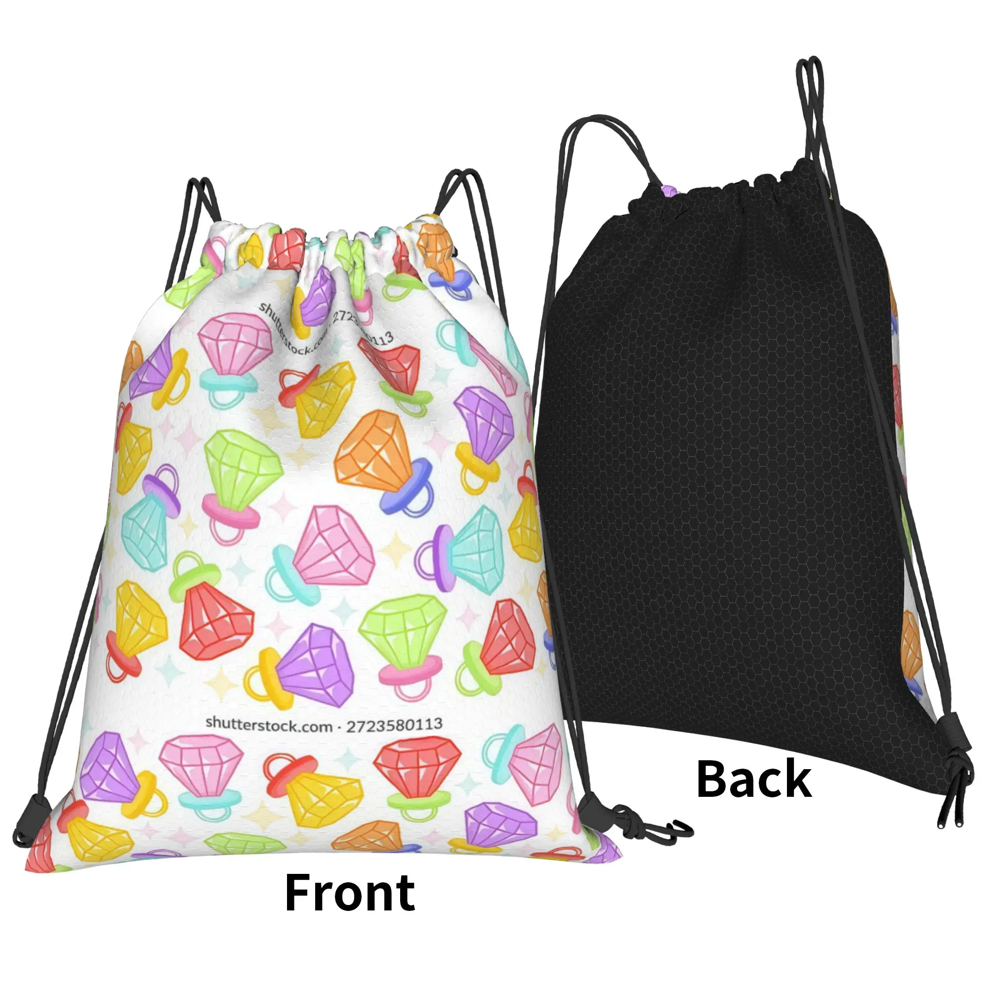 bBazooka Ring Pop Candy Gem Portable Hiking Riding Gym Drawstring Storage Sporty Backpacks