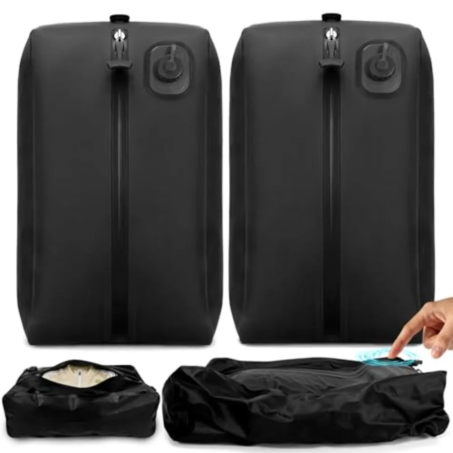 

One-Touch Vacuum Compression Travel Bags for Carry-on Suitcase and Backpack, Reusable and USB-C Rechargeable Pump-Free Waterpro