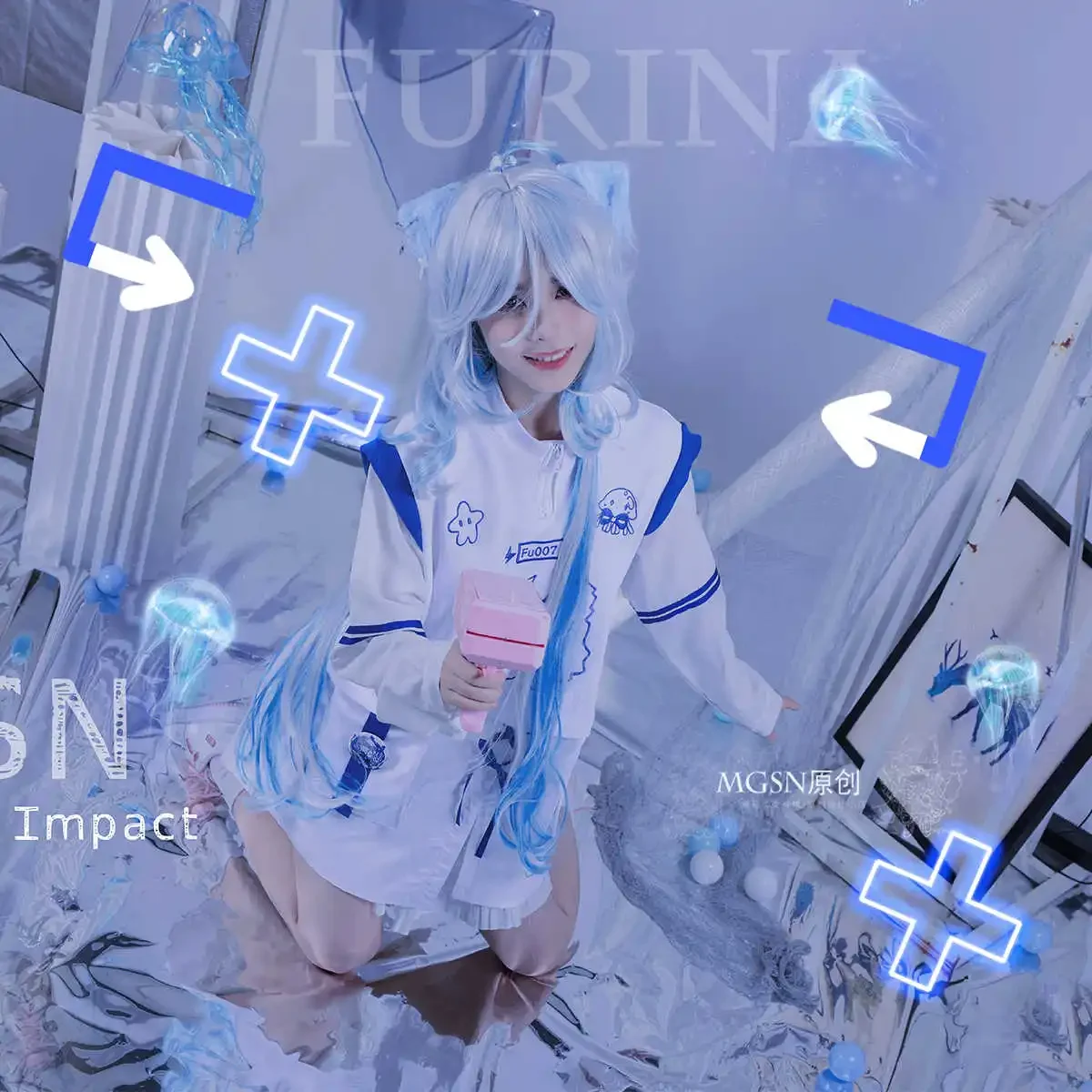 

Костюм для косплея Genshin Impact Furina, искусственная толстовка из двух предметов, топы для женщин и мужчин, модная студенческая весенне-осенняя повседневная толстовка