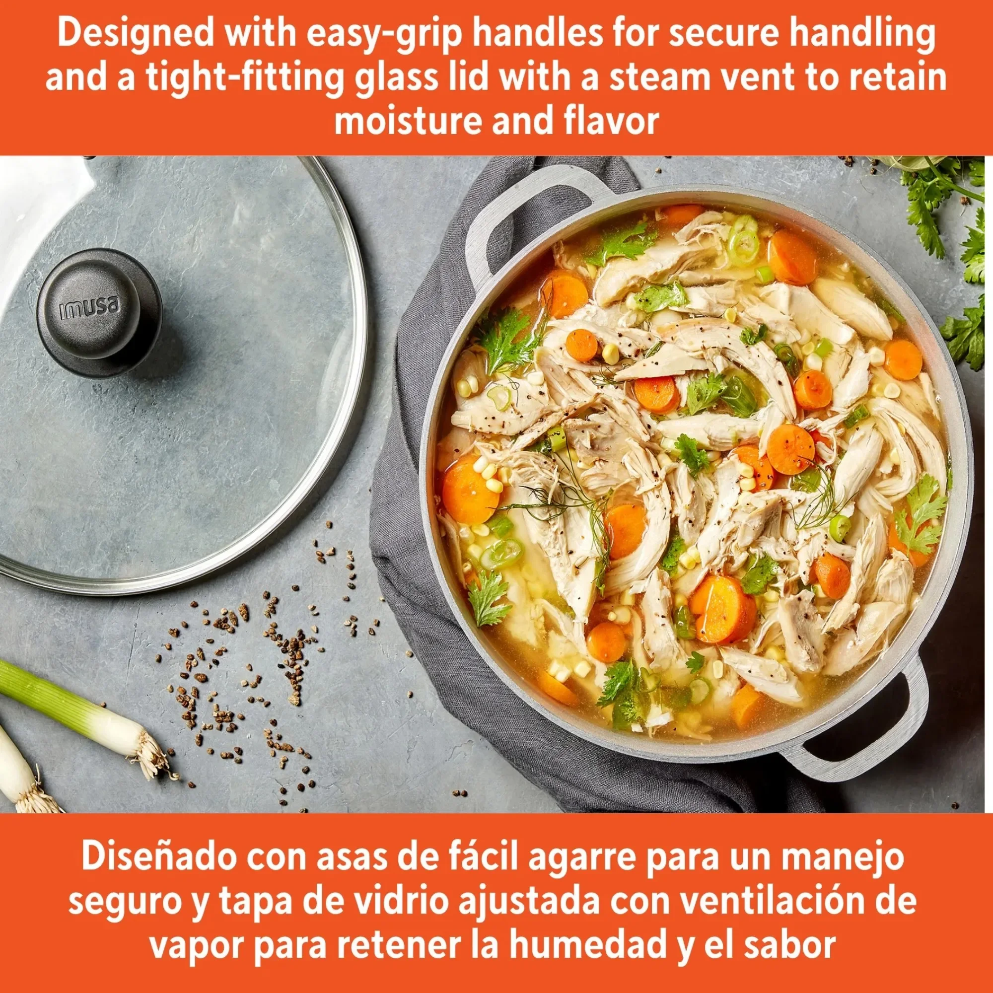 2.5/7.0qt Cast Aluminum 2-Piece Set with Glass Lid 22/30cm, Traditional Cooking Pots for Stews & Rice