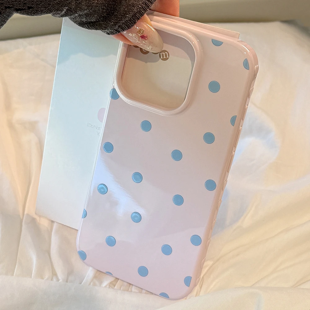 INS Niedliche Polka Dot Weiche Handyhülle für iPhone 14 16 15 17 18 Pro Max Koreanische Candy Pink Handy Schutzhülle Rückseite – Detail 21