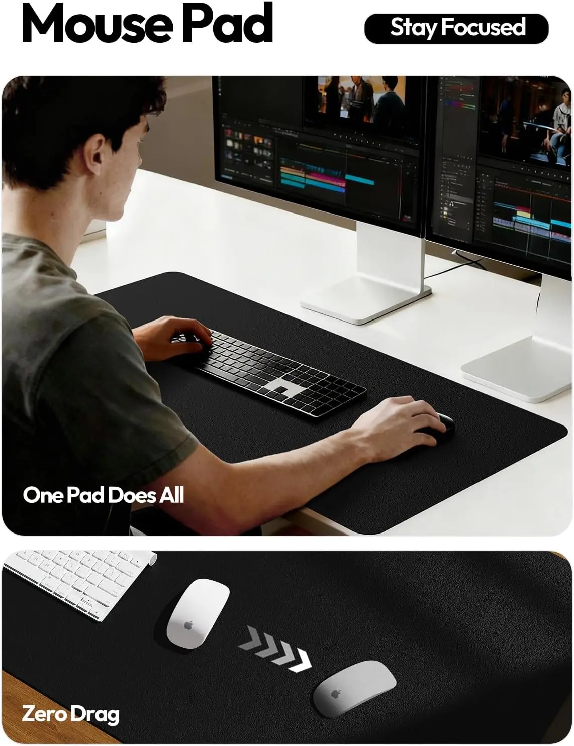Large PU Leather Desk Pad Protector 35.4"x17" for Office Home, Non-Slip Waterproof Mouse Mat with Easy Clean Writing Blotter view 4
