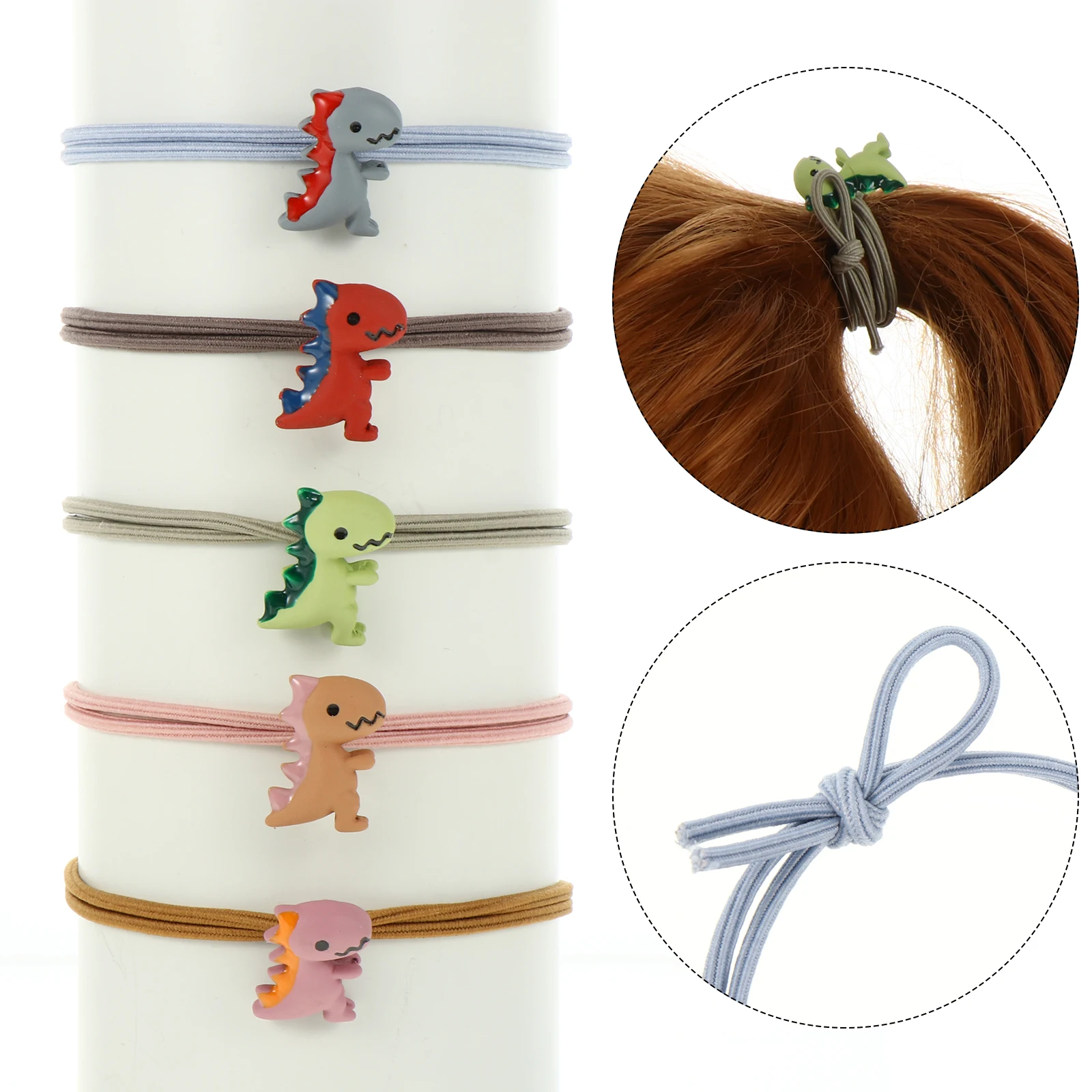 

10pcs Dinosaur Ties Girls Kids Hair Bands Soft Elastic Headbands Party School Travel Hair Accessories for Girls Women