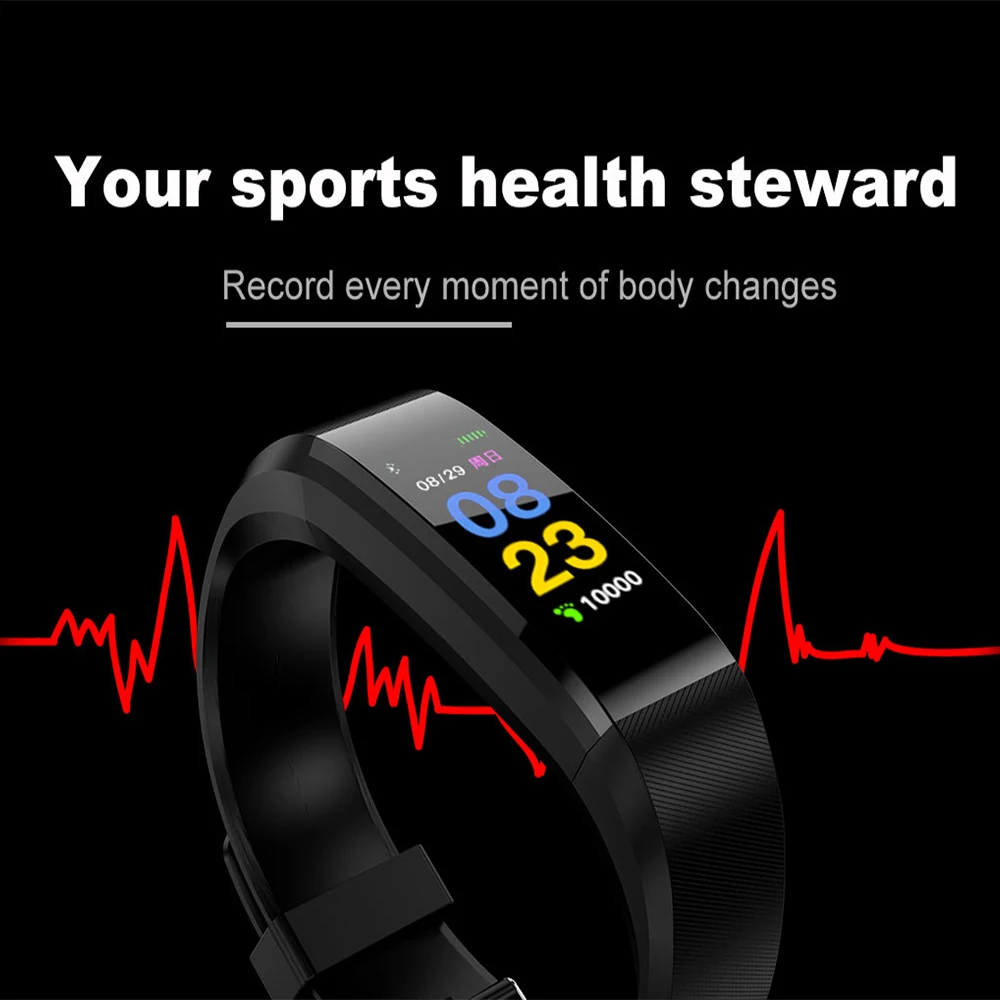 Smart Watch Men Women Fitness Sport Bluetooth-compatible Heart Rate Waterproof Screen Smartwatch Large Colour screen LED Display