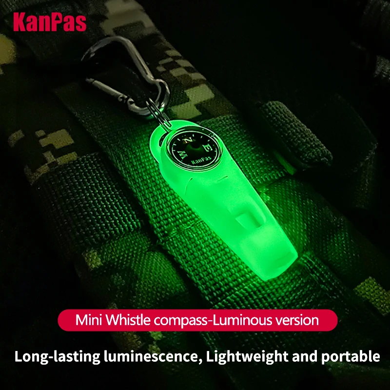 Kanpas Mini Whistle Compass with Stainless Steel Buckle/Diving Compass with Survival Whistle/Powerful Luminous