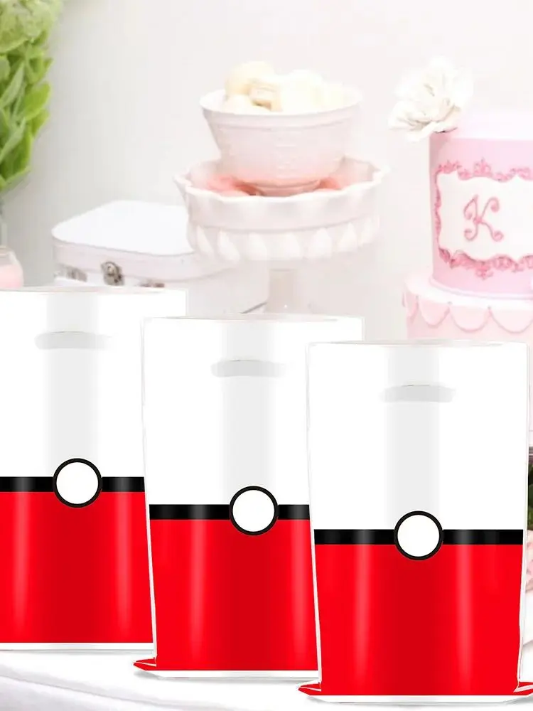 Sacs cadeaux Pokemon, 10/50 pièces, décorations d'anniversaire, sacs remplis de bonbons Pokeball, Souvenirs pour invités, fournitures de réception-cadeau pour bébé pour enfants