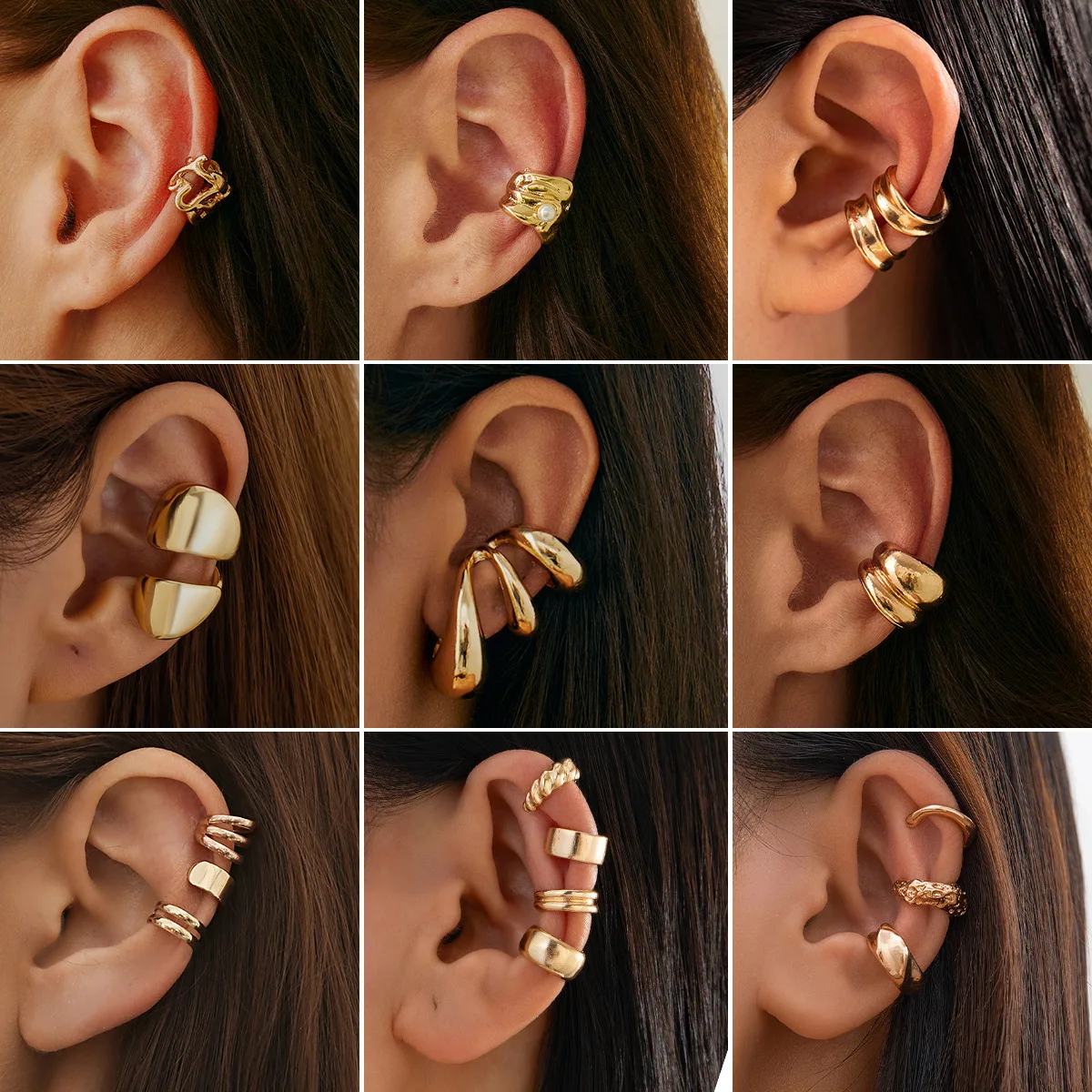 Single Clip on Drop Earring Vintage Comma Teardrop Shape Smooth Surface Punk Style Minimalist Retro Runway Jewelry