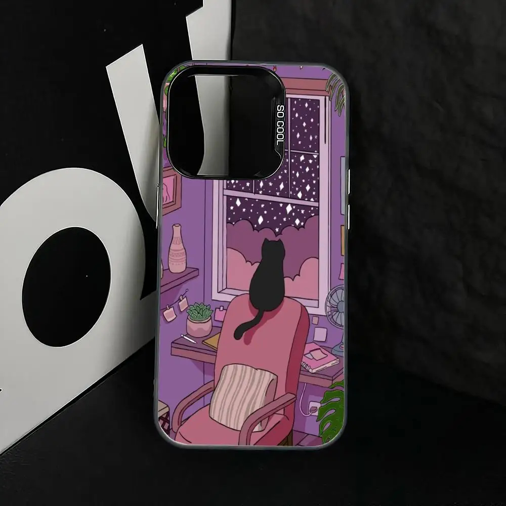 

Cat views the scenery case for iPhone17 16 15 14 13 12 11 Pro/ Max/Plus shock-proof rear cover anti-fingerprint