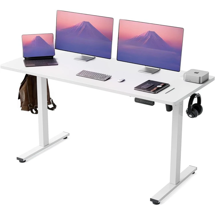 Electric Standing Desk Adjustable - 55 x 24 Inch Sit Stand up Desk with Cable Management