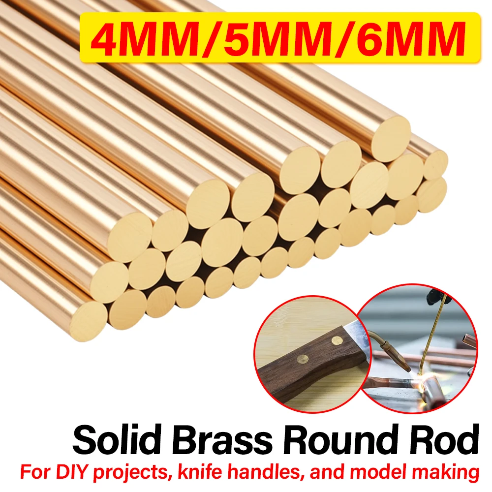 Solid Brass Round Rod 4mm 5mm 6mm X 300mm Brass Bar For DIY Knife Handle Model Making Craft Weldable Metal Rod