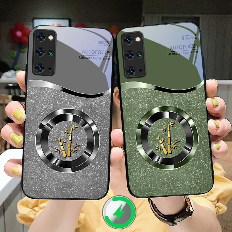 

Gradient golden leaves For Samsung S 25 S26 S20Ultra S21 Pro S22 Plus S23 FE S24 Ultra S25 Edge For Magsafe Glass Phone Case