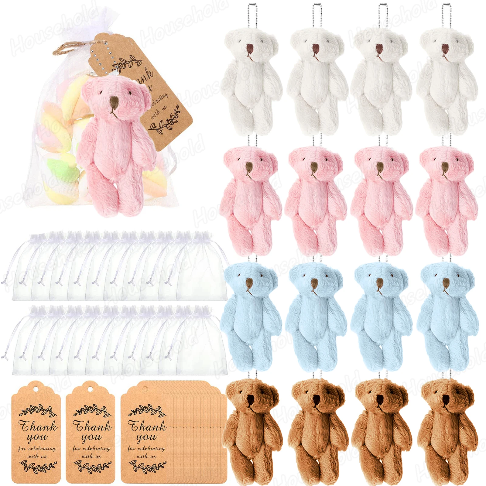 10-150Set Mini Beer Baby Douche Feestartikelen 6cm Gezamenlijke Gevulde Kleine Beren Beer Sleutelhanger voor Verjaardagstaart Bruiloft Mini Geschenken