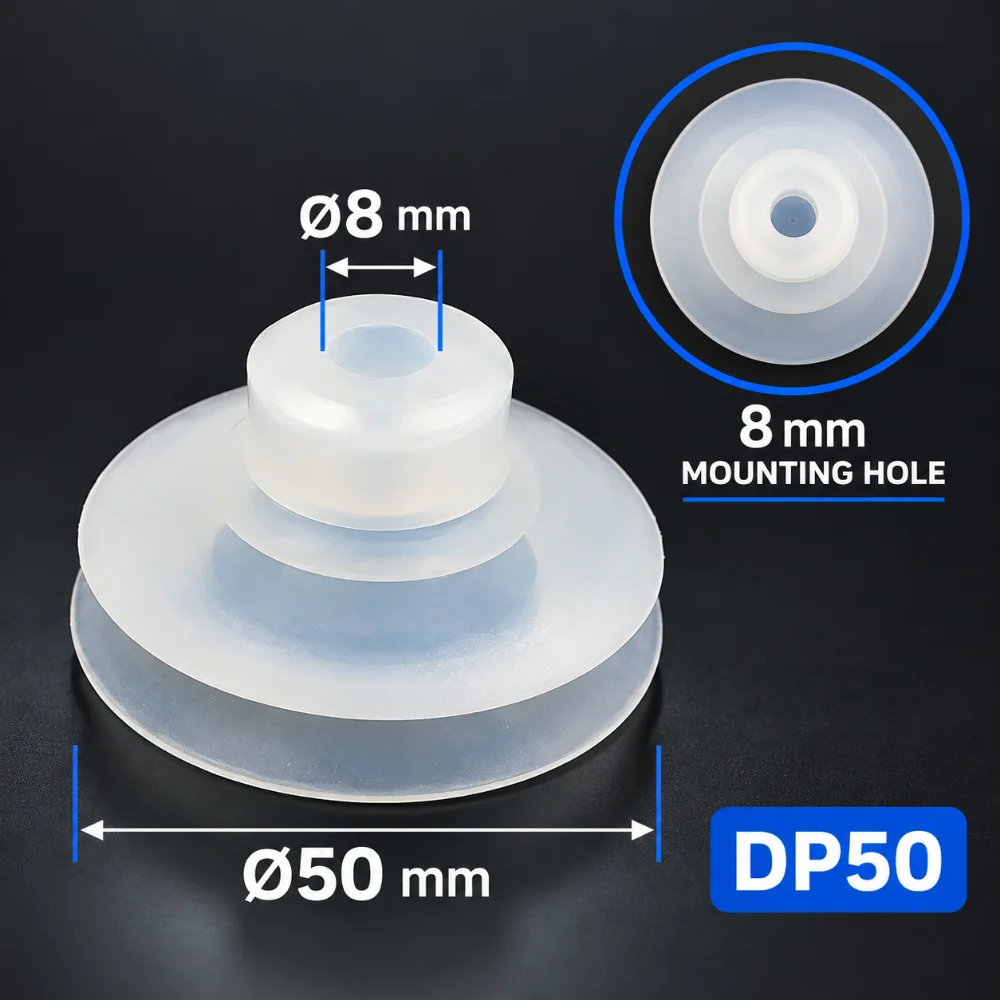 100PCS Pneumatic Suction Cup 8mm Mounting Hole SP DP MP Silicone Rubber Sucker Injection Molding Machine Manipulator Parts