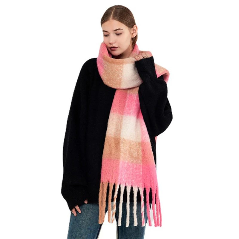 Winter Cashmere Women Scarf Female Luxury Brand Scarves Lady Tassel Bandana Women Solid Shawl Wraps Foulard Poncho Pashmina