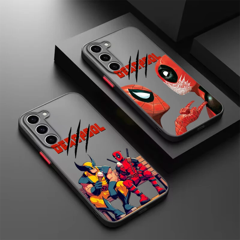 

Marvel Deadpool Wolverine Cool Frosted Translucent For Samsung Galaxy S24 S23 S22 S21 S20 FE S10 S9 S8 Plus Ultra Pro 5G Soft