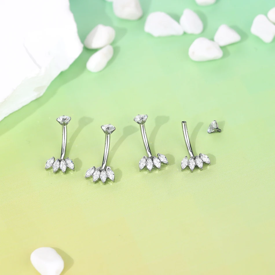 1Pc Titanium Internal Thread Zircon Belly Button Piercing Sexy Belly Dance Piercing Belly Button Ring Body Jewelry Navel Ring image 3