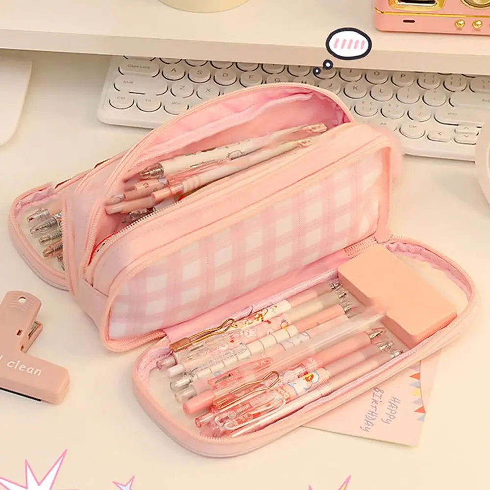 Imagem -06 - Estojo de Lápis Transparente Pvc dos Desenhos Animados Três Camadas Grande Capacidade Kawaii Bolsa Papelaria Coreano Bonito Bolsa de Estudante