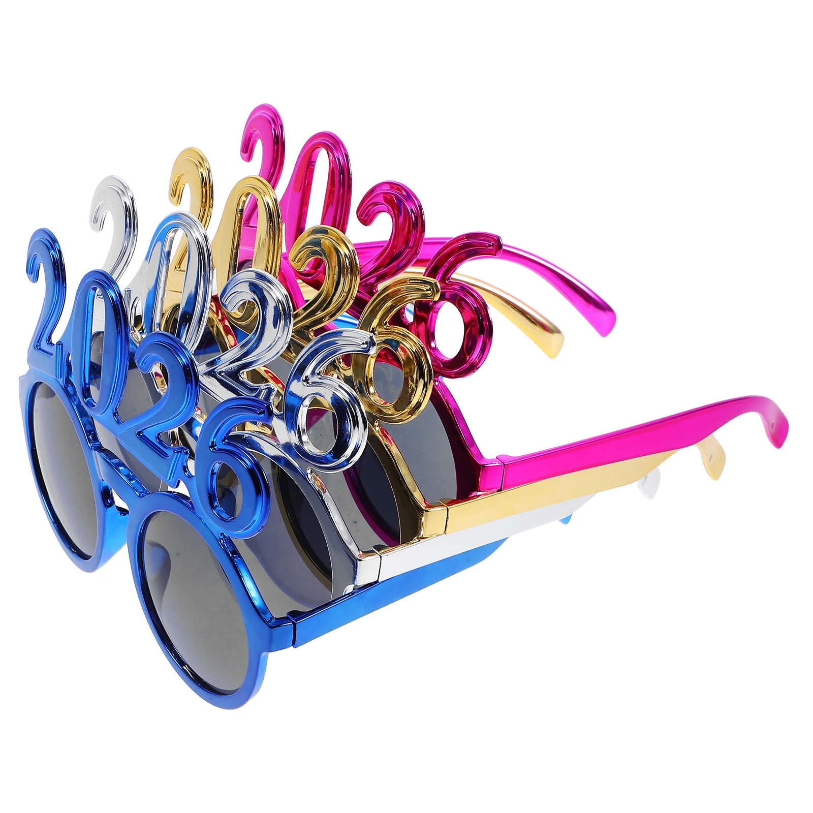 

4Pcs 2026 Graduation Glasses Glitter Number Sunglasses New Year Party Photo Booth Props Holiday Party Supplies