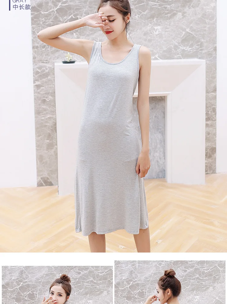1 40 Momme Modal Sommer-Midikleid für Damen Ärmelloses Locker Sitzendes Tanktop-Kleid Lässiges Layering-Slip-Kleid – Detail 23