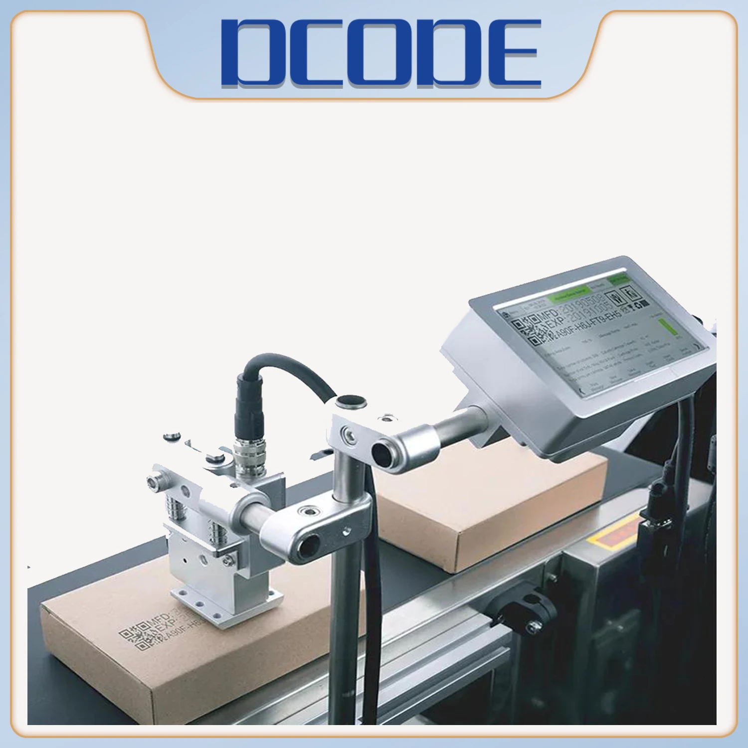 DCODE DC190T-1 25.4mm Online Automatic TIJ Continuous Inkjet Printer Text QR Barcode Batch Number Logo Date Label Inkjet Printer