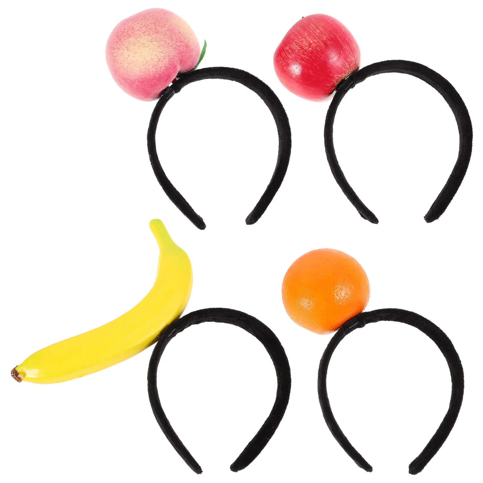 

4Pcs Realistic Fruit Headbands Apple Orange Tropical Party Costume Accessory Tropical Luau Beach Celebration