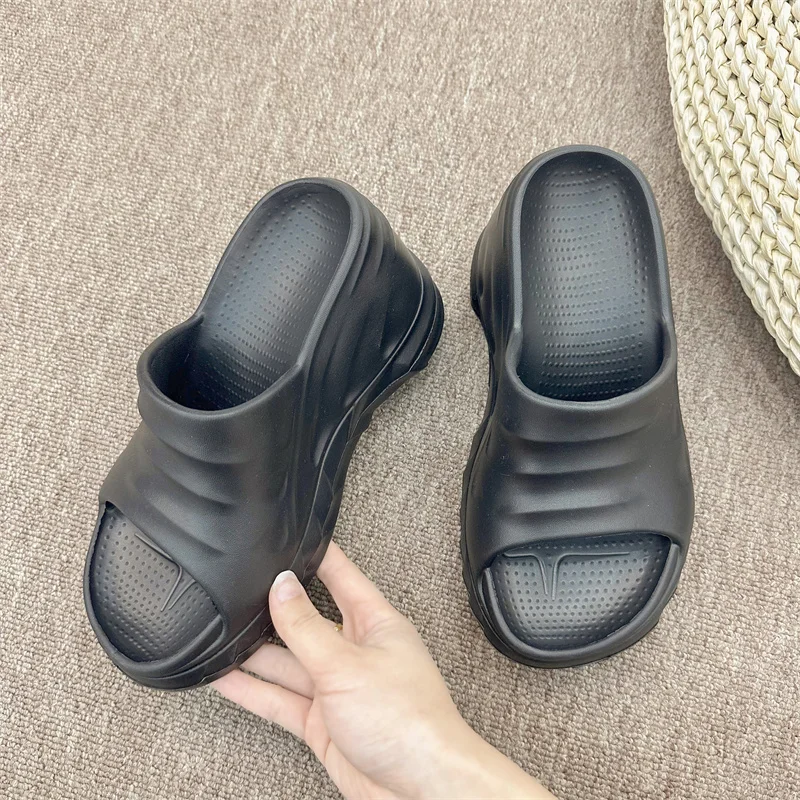 8cm Sloped Heels Women Slippers Platform Wedges Summer Casual Women Shoes Outdoor Comfortable Beach High Slipper Dress Sandals